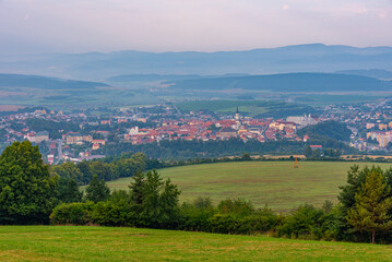 Panorama view of Slovakian town Levoca from Marianska hora