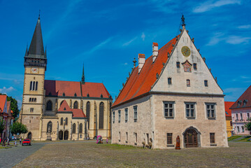 Fototapeta premium Sunny day at the main square in Bardejov, Slovakia