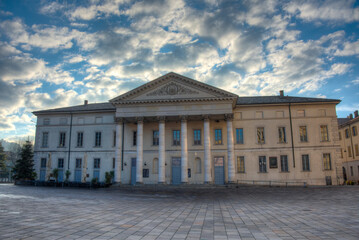 Night view of Teatro Sociale at Como, Italy