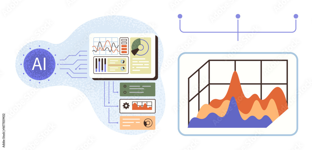 Aufkleber ai connecting to data dashboards and analyzing trends through graphs and widgets. ideal for data ana