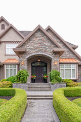 Entrance of luxury house in summer with nice landscape in Vancouver, Canada, North America. Day...