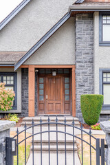 Entrance of luxury house in summer with nice landscape in Vancouver, Canada, North America. Day...