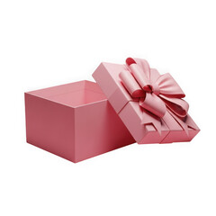 3d pink gift box with ribbon isolated on transparent background