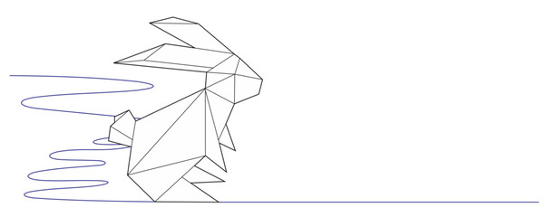 Fototapeta premium geometric illustration of origami rabbit shape.hand drawn origami rabbit figure isolated on white background.