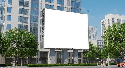 Obraz premium Blank Billboard Mockup in Urban Environment for Advertising