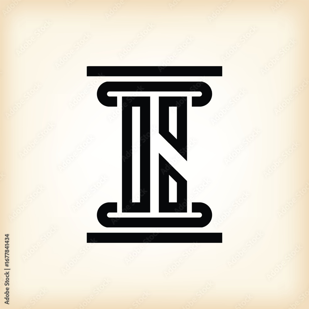 Poster the image shows a flat logo design of a pillar in black color in abstract letter c form that looks c