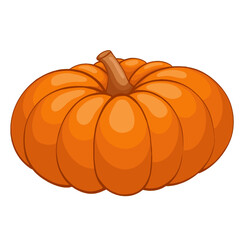 Cute cartoon style pumpkin vector illustration. Perfect for Halloween, autumn, harvest, children’s design, stickers, icons, posters, and educational materials.