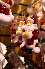 Santa Claus Christmas ornament hanging in store display