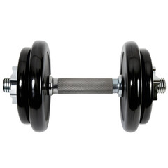 Naklejka premium Black dumbbell weightlifting fitness exercise gym workout strength training sport