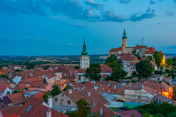 Obraz premium Sunset panorama view of Mikulov, Czech republic