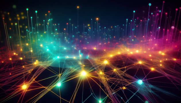 abstract network glowing colorful connection technology background