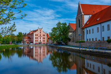 Riverside of Malse passing through Ceske Budejovice, Czech repub