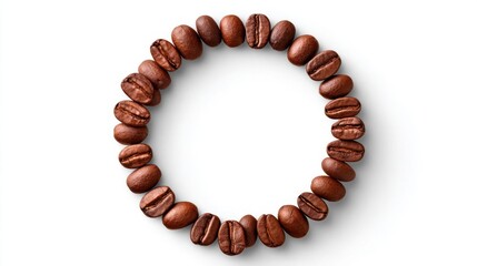 Obraz premium Perfect Circle of Coffee Beans for Minimalist Coffee Lover's Designs