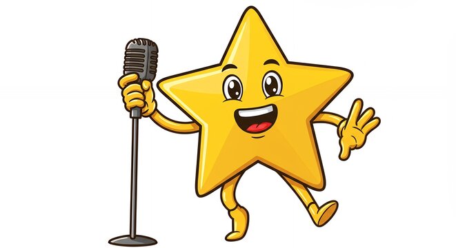 Singing star cartoon illustration