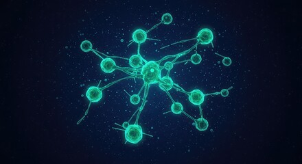 Vibrant neon neural network pulsating with energy against a dark cosmic backdrop, representing interconnectedness and advanced science