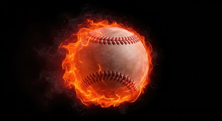 Ignite your passion with this dynamic baseball engulfed in fiery flames, symbolizing ultimate power and performance on the field, perfect for sports enthusiasts and athletes