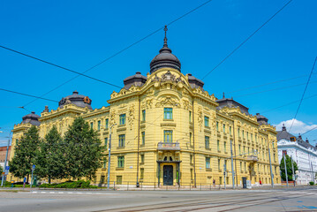 Yellow building of east slovak museum in Kosice, Slovakia