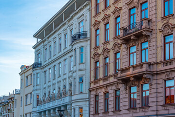 Fototapeta premium Sunrise view of a street in the old town of Brno, Czech republic