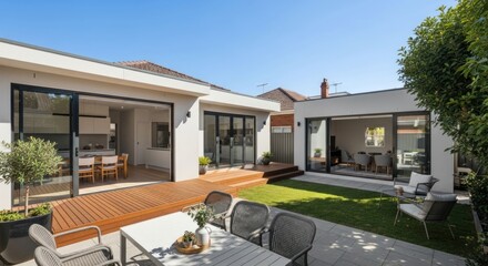 Modern backyard with open-plan living