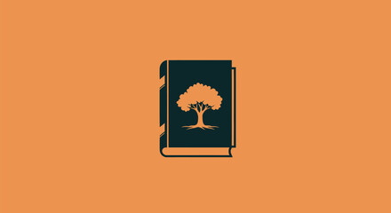 Closed Book with Tree Symbol: Knowledge and Wisdom.