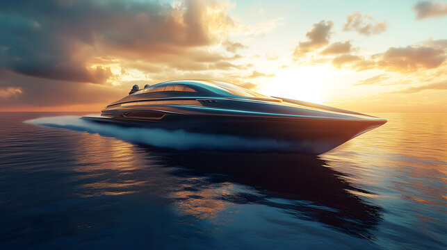 High-Speed Ferry at Sea - Powered by Adobe