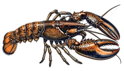 Lobster illustration, detailed