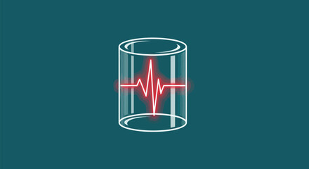 Heartbeat Graphic in Transparent Cylinder: Medical Science Technology.