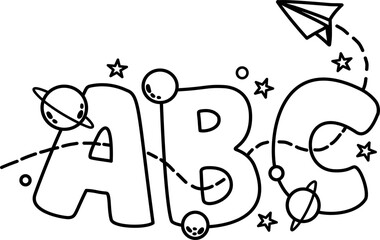 abc back to school cartoon doodle outline