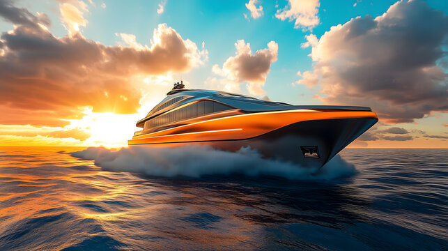 High-Speed Ferry at Sea