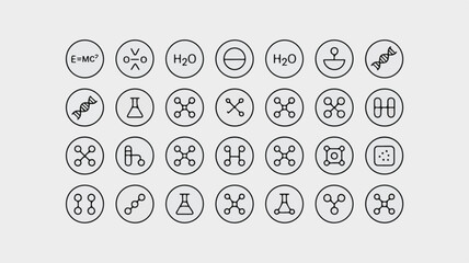 Science and technology icons molecules