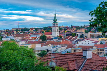 Obraz premium Sunset panorama of old town of Trebic in Czech republic