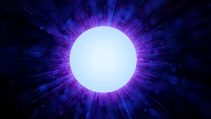 Fantasy-inspired background with a bright circular light center and dynamic rays in purple and blue. Perfect for wallpapers, posters, digital art, and mystical or cosmic themed designs.
