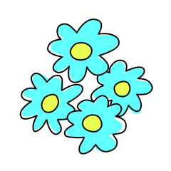 Flat vector illustration of a decorative flower with petals, isolated on white background, ideal for floral artwork, botanical themes, and nature-inspired graphic design.