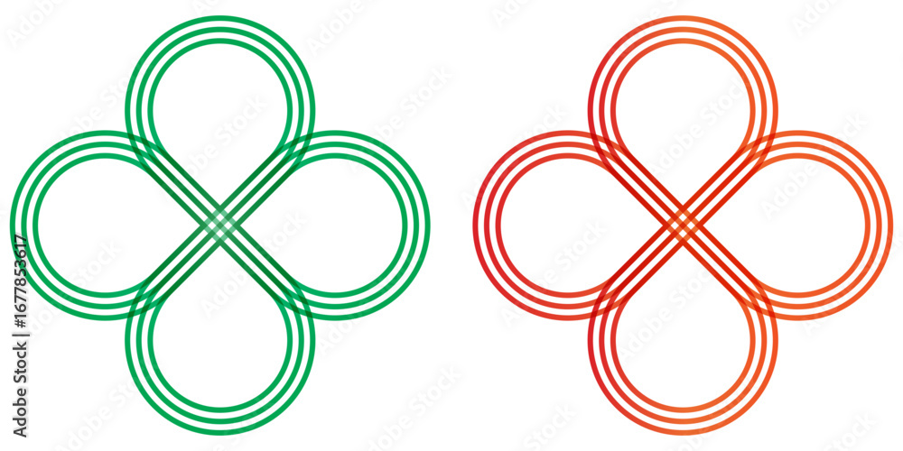 Poster infinity clover leaf gradient color shape isolated on a transparent or white background