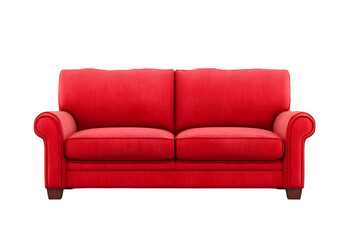 Fototapeta premium Red couch against a black background.
