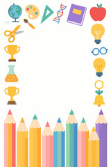 Colorful educational border frame, template for kids, teachers, and classroom activities