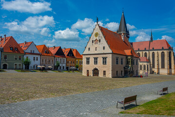 Sunny day at the main square in Bardejov, Slovakia