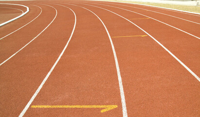 Close up view of running track.