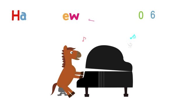 ２０２６年の年賀状の動画素材です。馬が新年を祝って音楽を楽しんでいます。