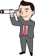 Obraz premium 望遠鏡を覗く男性ビジネスマン