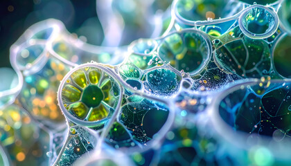 Microscopic Cellular Structure Abstract Science Biology Background Texture Pattern Design Molecule Vibrant Light Healthcare Innovation Modern