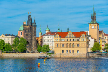 Obraz premium Charles bridge and Bedrich Smetana museum in Prague, Czech repub