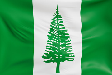 Close-up Norfolk Island Waving flag background with realistic cloth texture. Fabric folds and...