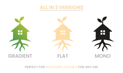 Title: Root House Logo | Strong Foundation Real Estate Icon | Growth Property Branding
