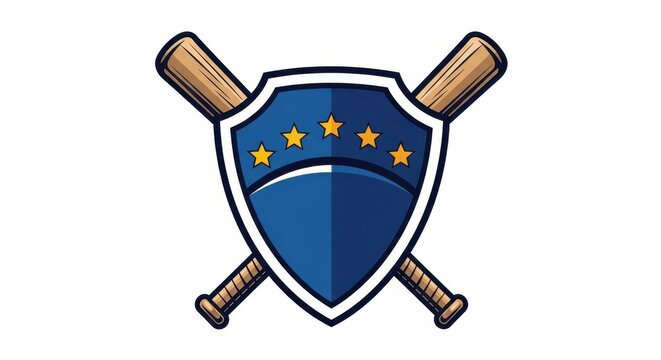 Dynamic baseball emblem design showcases prowess with stars and bats for championships - Powered by Adobe