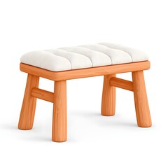 Cozy wooden stool with a soft cushion, perfect for home decor and comfortable seating in various living spaces.