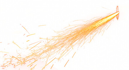 Obraz premium Fiery Metal Sparks Streaking Across a White Background.