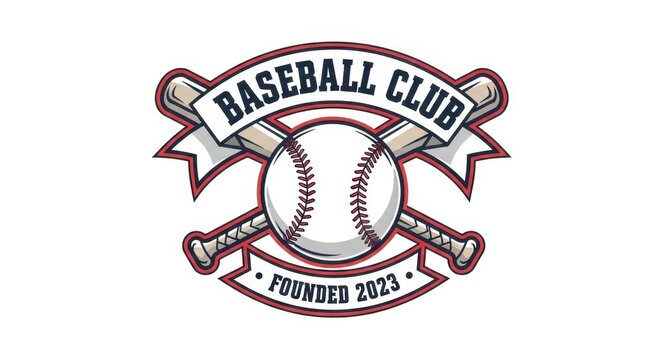 Baseball team emblem featuring crossed bats and a centered ball, vintage design style