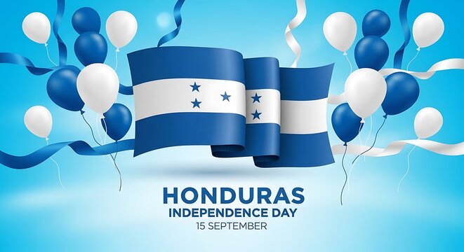 Honduras Independence Day Celebration: Festive Flag, Balloons, and Ribbons