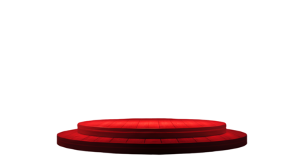 A spotlight awaits a performer the stage is set in ruby waiting for the drama to unfold in stark